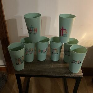 Set of Inspirational Mint Green Cups